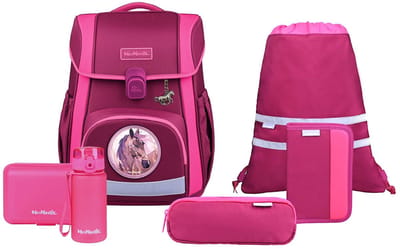 McNeill schooltas Bravo Schoolbag Set 9-delig Berry (rood)paars