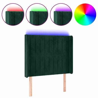 vidaXL - Hoofdbord - LED - 93x16x118/128 - cm - fluweel - donkergroen