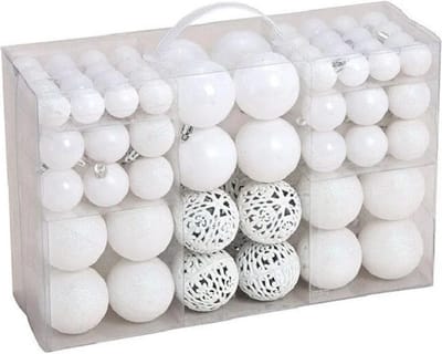 G. Wurm kerstballen - 100x stuks - winter wit - kunststof - 3, 4 en 6 cm - onbreekbaar - kerstversiering - kerstdecoratie