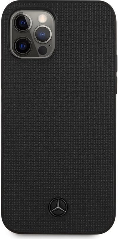 Mercedes-Benz Meshed Effect Back Case - Geschikt voor Apple iPhone 12 Pro Max (6.7'') - Zwart