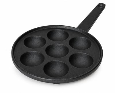BSS® Poffertjesmaker Gietijzer – Poffertjespan voor Inductie en Gas – 7 Vaks Mini Pannenkoekenpan – Takoyaki Maker Ø 5,5 cm