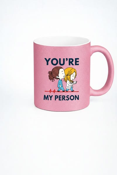 You're My Person Mok - Grey's Anatomy Fan Cadeau | Roze Glitter Mok | Dokter Verpleegkundige Vriendinnen Bff