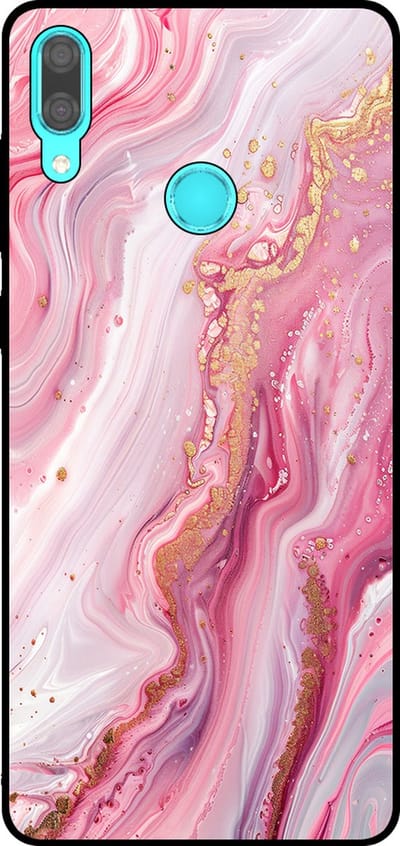Smartphonica Telefoonhoesje Geschikt voor Huawei Y7 (2019) met marmer opdruk - TPU backcover case marble design - Roze geschikt voor Huawei Y7 (2019)