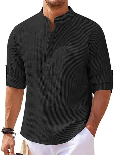Trui met lange en korte mouwen - Zwart - Linnen look - Zomer - Zakelijk en casual