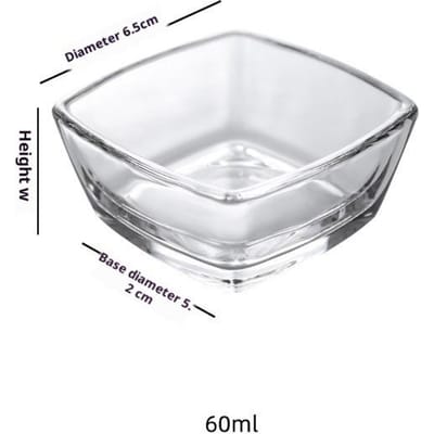 6 Stuks Duidelijke Vierkante Glazen Dipkommen - Mini Glazen Sausbakjes Voor Kruiden Dips Specerijen Dessert Serveren white