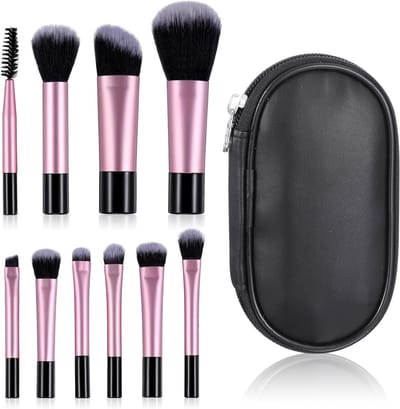 Reisvriendelijke Mini Make-up Borstelset van 10 Stuks voor Oogschaduw, Lipstick en Foundation - Compacte en Draagbare Make-up Tools voor Perfecte Make-up On-the-Go