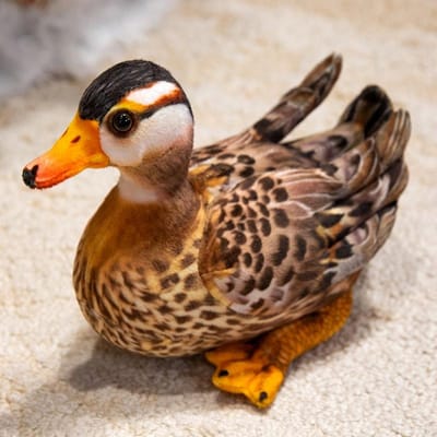 25cm Levensgroot Kleurrijk Bedrukt Mandarijneend Pluche Speelgoed Gevuld Zacht Dier Pop Liefdesvogels Decoratie Verjaardagscadeau bruin