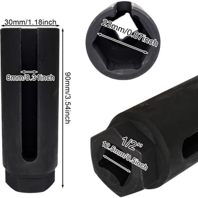 Manchon de capteur d'oxygène à bouche étroite noire Clé à douille de détection d'oxygène de style européen, Acier durable, Idéal pour outil d'entretien et de réparation automobile noir