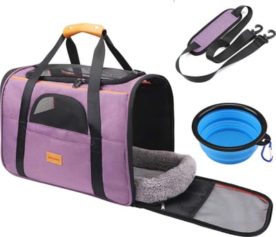 Draagbare Hondendraagtas en Kattendraagtas met Ademend Gaas, Afneembare Mat en Schouderband - Opvouwbare Transporttas voor Honden en Katten tot 15 lb