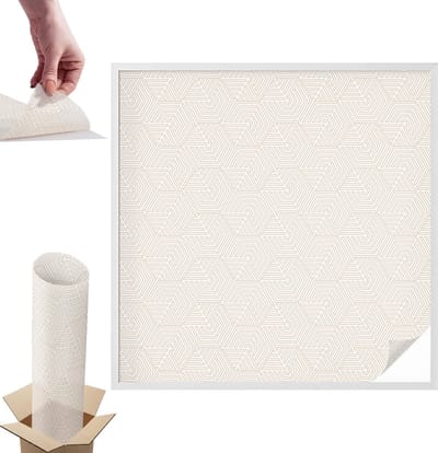 Tulup Raamfolie Anti inkijk - Rechte driehoeken Anti inkijk Raamfolie - 100x100 cm - Beige Raamfolie Tegen inkijk - Zelfklevende Anti inkijk Folie Glas in Lood - Voor de hal, voor de woonkamer, voor het kantoor - Zonwerende Raamfolie Glas in Lood