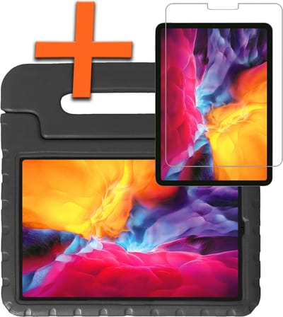 Hoesje - Geschikt voor Apple iPad Pro (2022) - 11 inch - 4e generatie - Met Screenprotector - Kinderhoes Shockproof Bumper - Kidsproof Case - Tablet Hoes - Kinder Hoes Cover - Zwart