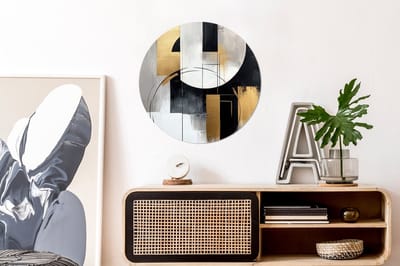 WallCircle - Wandcirkel - Muurcirkel - Abstract - Goud - Zilver - Vormen - Aesthetic - Aluminium - Dibond - 60x60 cm - Binnen en Buiten