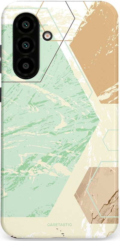 Casetastic hoesje geschikt voor Samsung Galaxy A36 / Samsung Galaxy A56 - Dubbellaagse bescherming - Vlaklicht - Fashion Case - Crème Mintgroen Wit Lichtgrijs