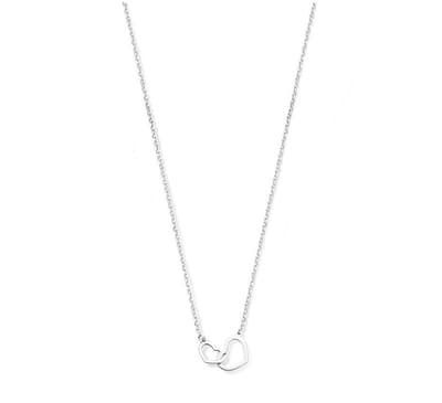 YO&NO - Ketting - Zilver - Anker - hartjes - 1,3mm - 44cm - Sieraden vrouw - Gerhodineerd - Zilver 925
