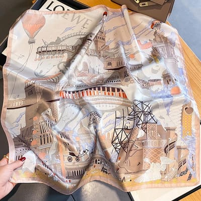 Europese en Amerikaanse Stijl Modieuze Zijden Sjaal Zijden Chinese Vierkante Sjaal Veelzijdige Trendy Kleine Sjaal Sjaal Zomer 65*65cm gray