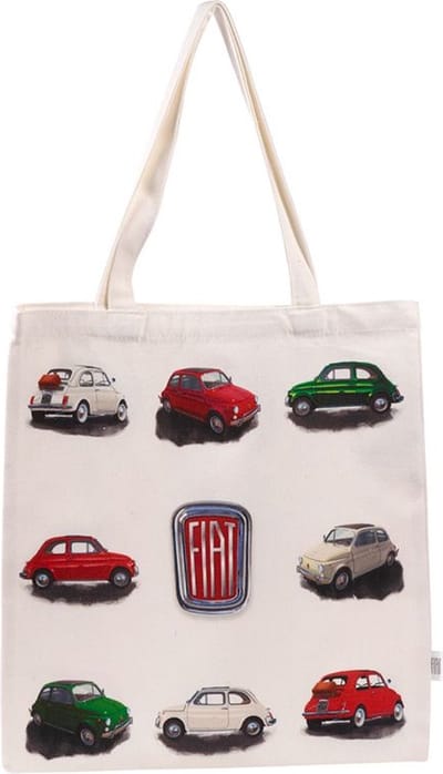 Tas Shopper - Fiat 500 Retro - Rood&Wit&Groen - Herbruikbaar - 39x37cm