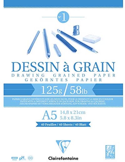 Witkorrelig Tekenpapier A5 - 125gsm Gelijmd Pad met 40 Vellen