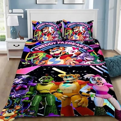 3D Print Freddy F-Fnaf Beddengoed Set Five Nights Dekbedovertrek Set Met Kussensloop 3 Delen Dekbedhoes Slaapkamer Decor AU King(245*210cm)3pcs