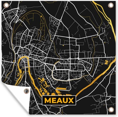 Tuin poster Kaart - Frankrijk - Meaux - Stadskaart - Plattegrond - 200x200 cm - Tuindoek