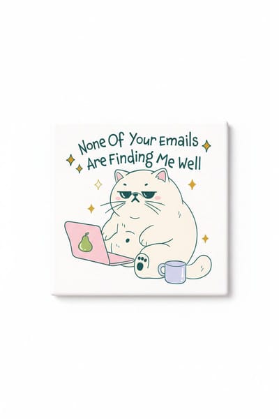 Grappige Kat E-mail Keramische Tegel – “None of Your Emails Are Finding Me Well” Kantoor Humor Decoratieve Cadeau Tegel voor Kattenliefhebbers & Collega’s