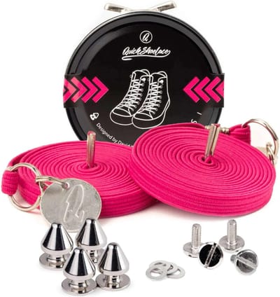 Quick shoelaces - Met één hand veters strikken - Casual Violet - Schoenveter met fixatie spikes - Violet