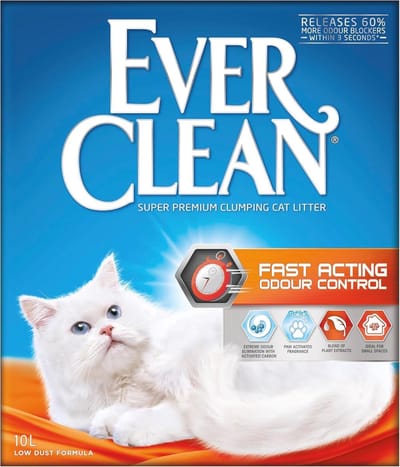 Ever Clean Klonterende kattenbakvulling, snelwerkende geurbestrijding, ideaal voor kleine ruimtes, geparfumeerd voor langdurige frisheid, 10 liter