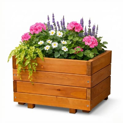 IvoQ Vierkante Plantenbak Hout - Voor Buiten & Binnen - Luxe Houten Bloembak - FSC Gecertificeerd - 40x40x32 cm