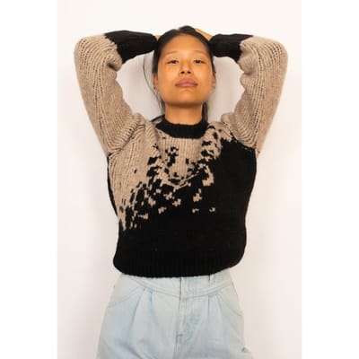 TWOTHIRDS Kythira Knit Beige & Black Maat: S | Longsleeves Outlet | Dames | Zwart