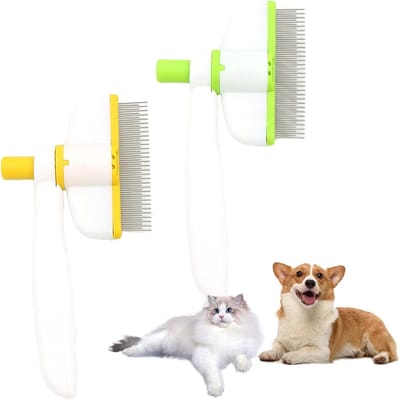 Huisdierenkam met lange en korte tanden, roestvrijstalen vlooienkam voor katten en honden, ideaal voor ontwarren en verzorging van vacht