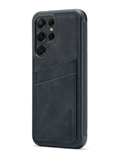 Casemania Hoesje Geschikt voor Samsung Galaxy S26 Ultra - Charcoal Gray - Kunstleren Back Cover met Pasjeshouder - Wallet Case