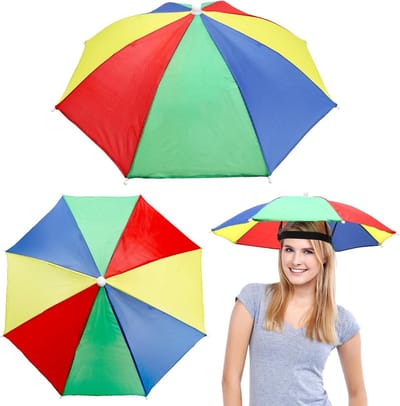 Set van 3 Opvouwbare Parapluhoeden van 50 cm voor Volwassenen en Kinderen, Ideaal voor Fietsen, Vissen en Tuinieren, Multifunctionele Bescherming tegen de Zon en Regen