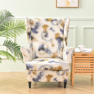 Spandex Stretch Oorfauteuilhoes Bloemenprint Hoge Rug Leunstoelhoezen Elastische Relax Bankhoezen met Zitkussenhoes