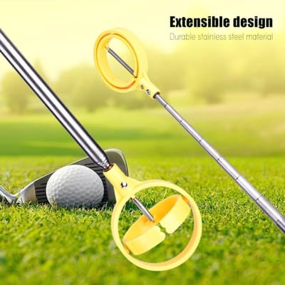 Golfbal Retriever - Ballenverzamelaar Picker - Bal Terug Vinden - Telescopische Roestvrij Staal - 215 cm - Geel