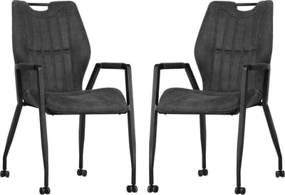 Stoel Olympic met wielen - Antraciet - set van 2 stuks