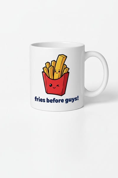 Grappige Mok Fries Before Guys - Schattige Frietjes Beker - Uniek Cadeau Frietliefhebbers Dames