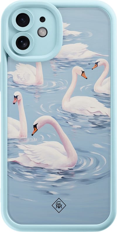 Casimoda® hoesje - Geschikt voor iPhone 11 - Zwanen - Effen telefoonhoesje met lensbescherming - Siliconen/TPU - Backcover - Blauw