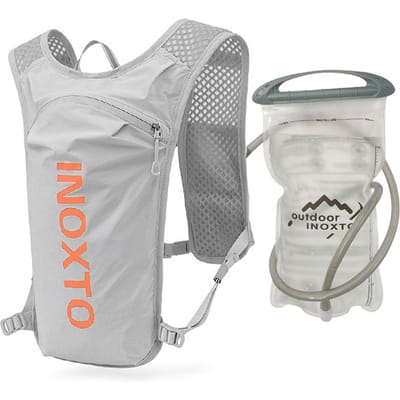 5L Running Hydration Vest Rugzak Ademende Jogging Sportrugzak met 1.5L Waterzak Light Grey and Orange