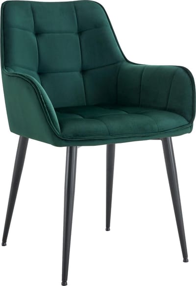 CLP Ferndale eetkamerstoel, fauteuil met beklede fluwelen hoes donkergroen