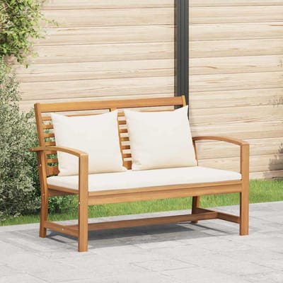 vidaXL - Bank - Bruin - en - Crème - 110 - x - 66 - x - 76 - cm - Massief - Teakhout