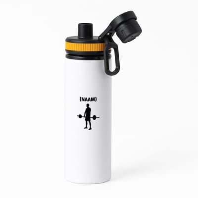 Hacebo® - Fitness met eigen naam waterfles met draaidop oranje - Fitness - Sporter - Sportschool - water fles - 850ML