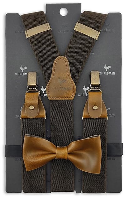 Sir Redman - Bretels met strik - bretels combi pack Urban Skin brown - bruin