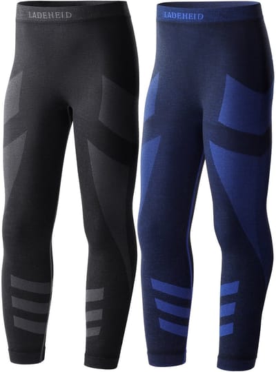 Ladeheid Thermobroek 2 Pack Set - Thermo ondergoed - Kinderen - Jongen - Meisjes – Grafiet/Marineblauw – 122-128 - LA-LA40-KIDS-Pants-2B