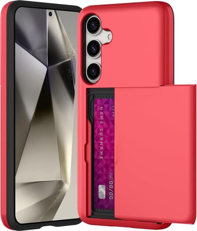 Hoesje Geschikt voor Samsung S25 Plus / S24 Plus Hoesje Rood - shockproof Backcover met pasjeshouder - Ruimte voor 2 pasjes