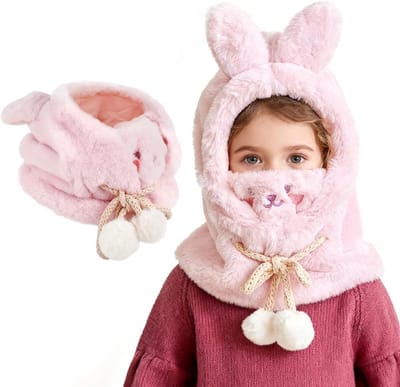 Thermische Fleece Balaclava voor Kinderen van 3-8 Jaar, Verstelbaar en Winddicht, Ideaal voor Skiën en Buitenactiviteiten, Dierenmasker en Nekwarmer voor Meisjes en Jongens