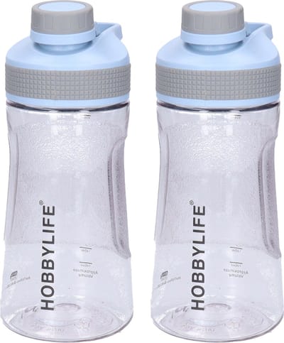 B-Home 2x Waterfles / drinkfles / sportfles Aquamania - lichtblauw - 530 ml - kunststof - bpa vrij - lekvrij - Stijlvolle fles