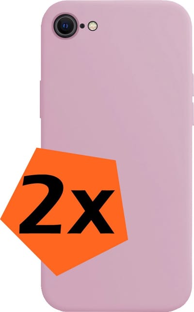 Hoes - 2 Stuks - Geschikt voor Apple iPhone SE (2020) - Sterk & Shockproof - Case Siliconen - Back Cover - Telefoon Hoes - Lila