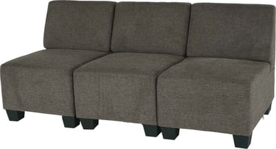 Modulaire 3-zitsbank Lyon, stof/textiel ~ bruin, zonder armleuningen