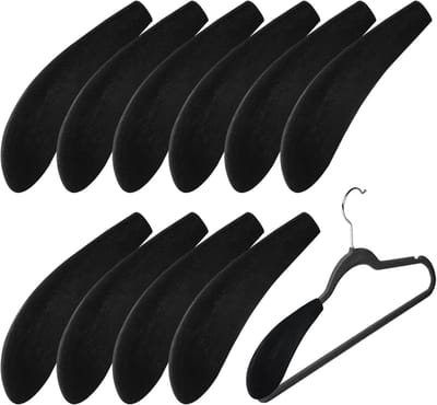 Schouder kleerhangers - Schuimrubber pads - Kleding beschermen - Antislip fluweel - 10 stuks - Zwart