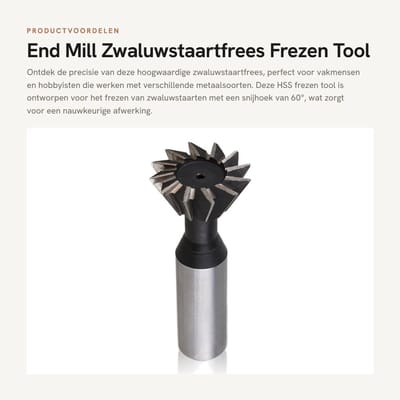 Dailygoods- Frezen HSS Zwaluwstaart Cutter - End Mill 10-35mm - Rechte Schacht - Dubbelzijdige Snijrand - Geschikt voor Gietijzer - Precisie Geslepen - Snijder