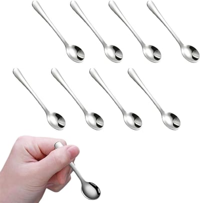 Set van 8 Mini Koffielepels van RVS, 7.5 cm - Ideaal voor Espresso, Thee en Specerijen